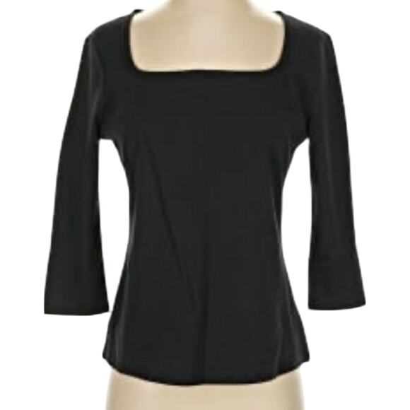 NWT Adrienne Vittadini black square neck line pull over with 3/4 sleeves - Picture 1 of 5